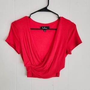Lulu's Short Sleeve Plunge V-neck Crop Top